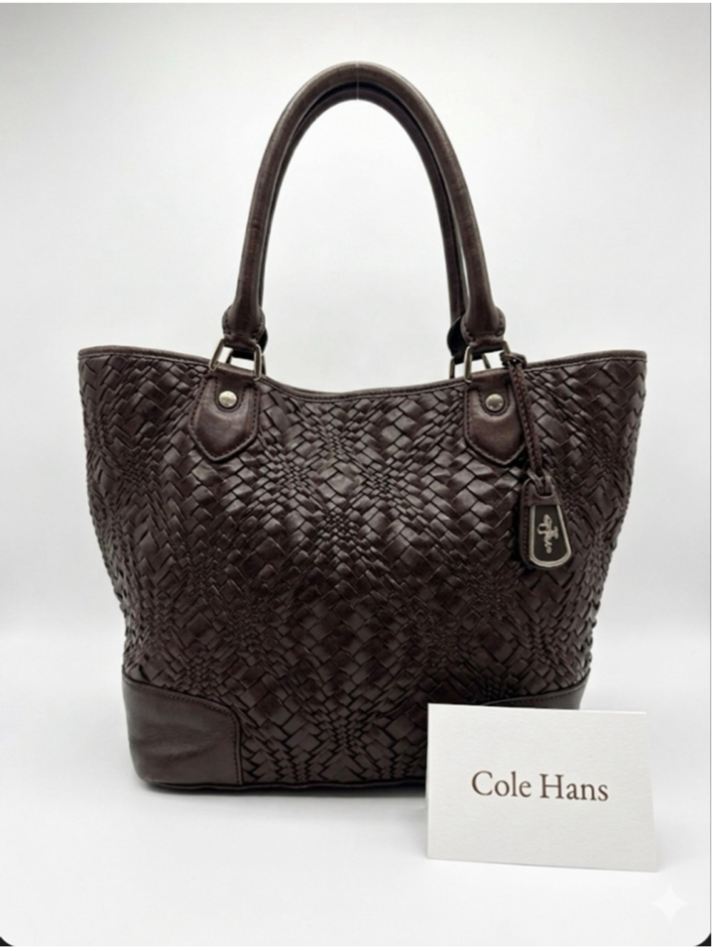 Cole Haan Brown Woven Leather Tote Bag